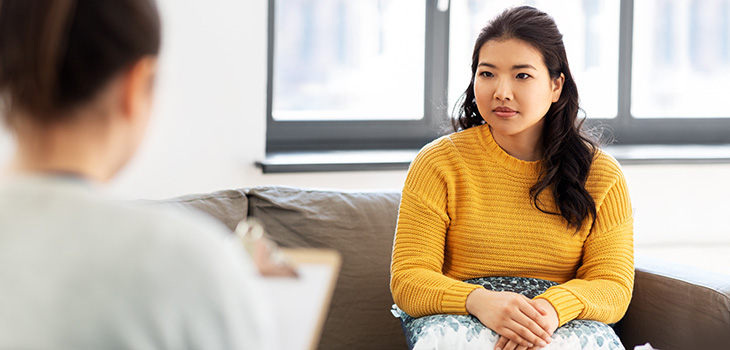 Woman talking to a therapist