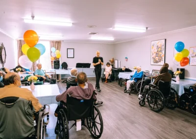 An employee leading a special event at Valley Palms