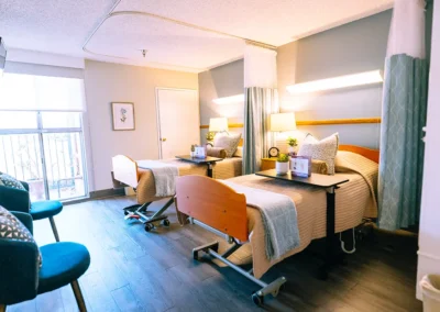 A semi private bedroom at Valley Palms