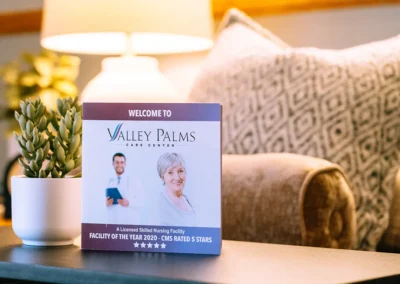 A resident's bedside at Valley Palms