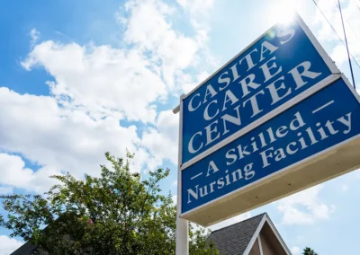 The front entrance sign at Casitas Care Center