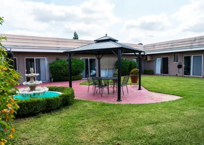 A gazebo in the courtyard of Casitas Care Center