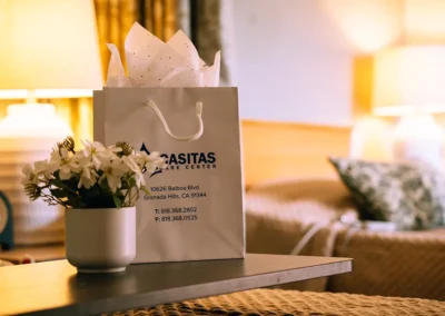 A resident's bedside table at Casitas Care Center