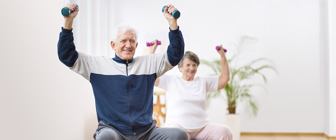 rehab gym residents with weights