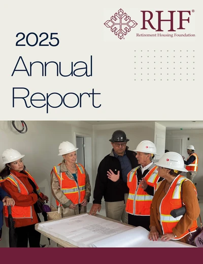 RHF Annual Report 2025 cover image of construction workers looking at building plans