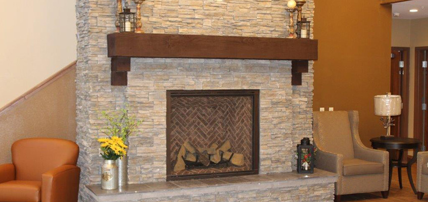 Fireplace and seating area