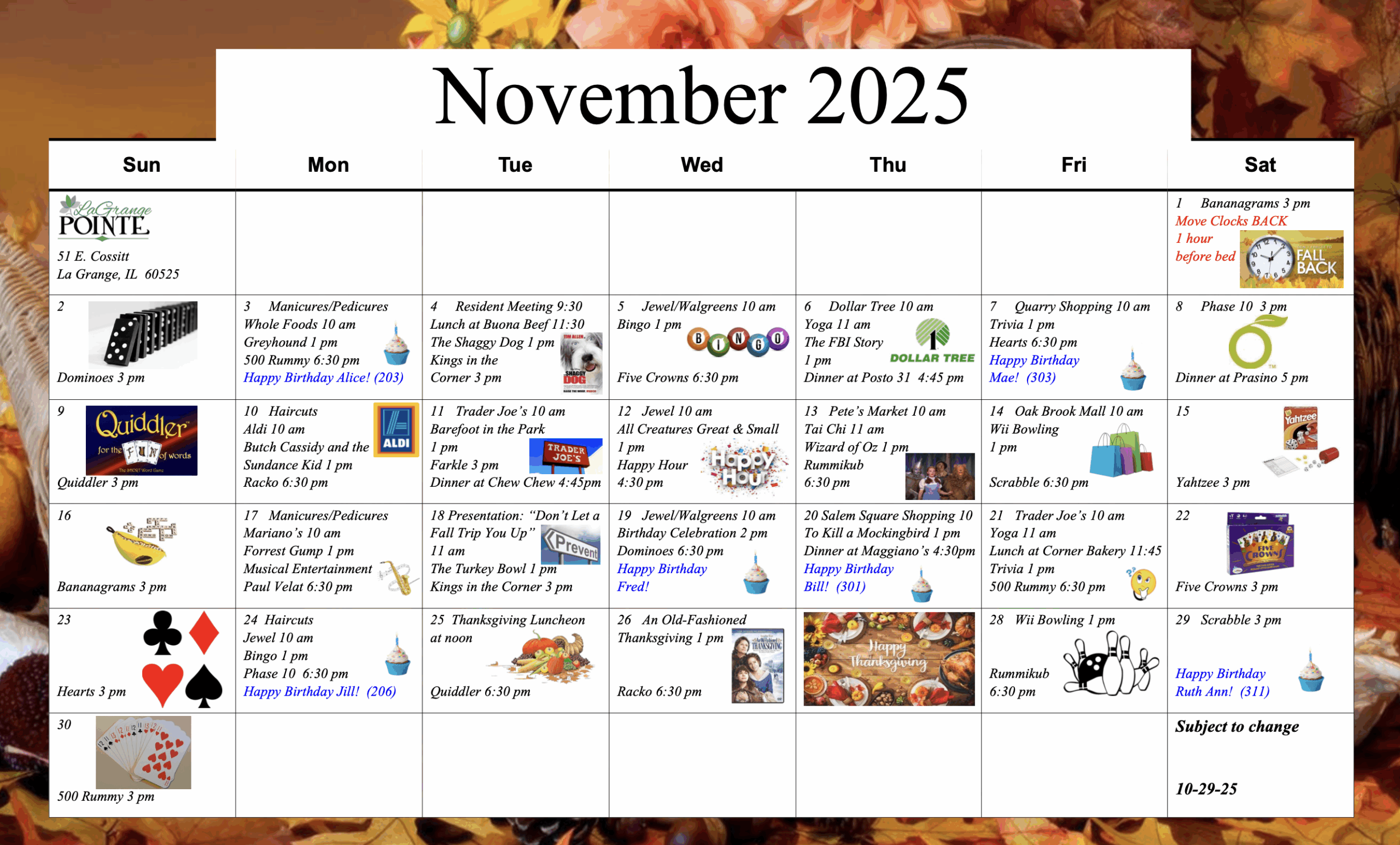 November Activity Calendar
