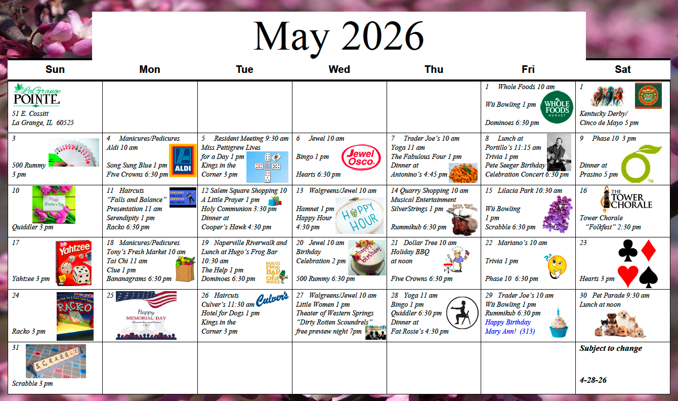LaGrange May activity calendar