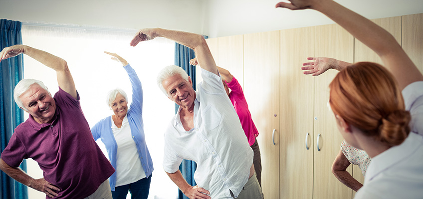 Seniors exercising together.