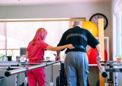 An elderly man doing physical therapy at Mountain View