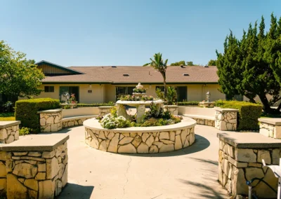 A fountain in the courtyard of Mountain View